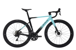 Bicicleta de ruta SAVA EX7-S color Glacier Blue perfil lateral transmisión shimano 105