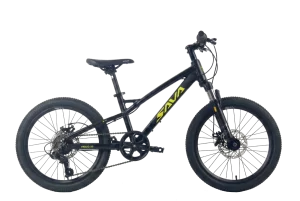 Bicicleta de perfil para niño o niña Sava Frolic aro 20 negra, Shimano 7v y frenos de disco