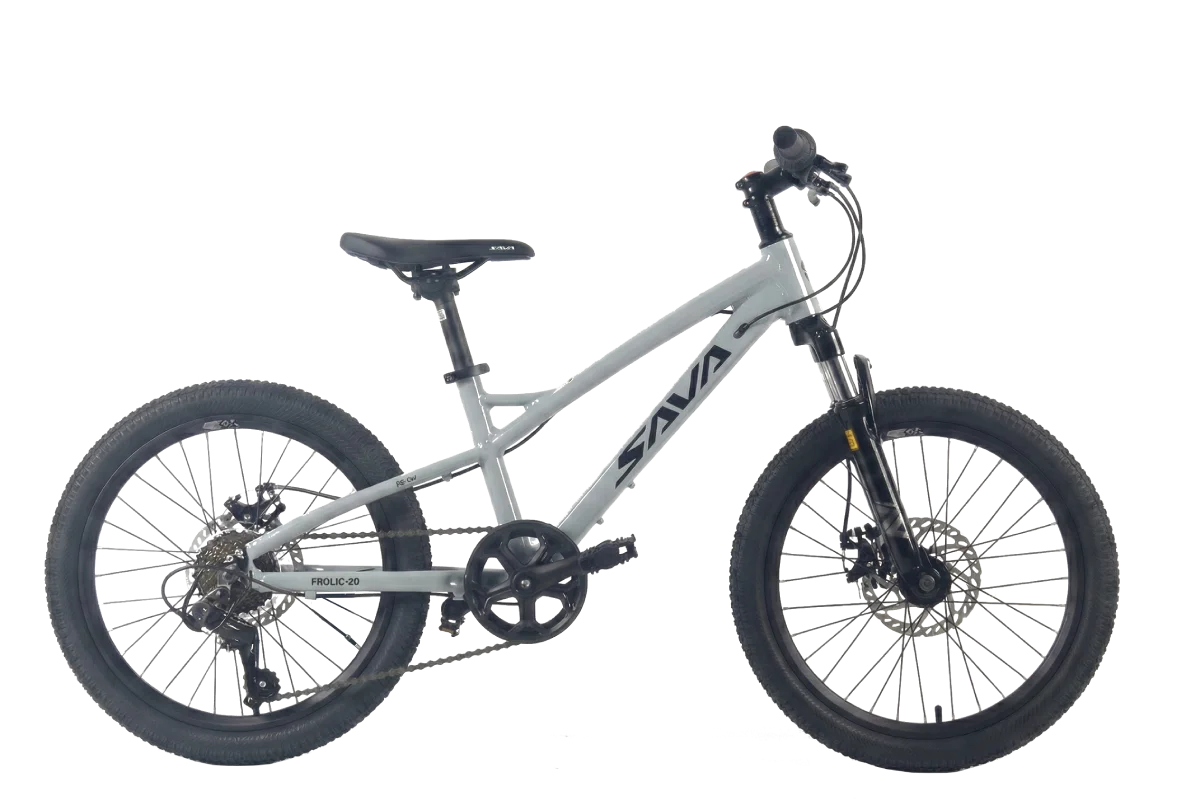 Bicicleta de perfil para niño o niña Sava Frolic aro 20 gris, Shimano 7v y frenos de disco